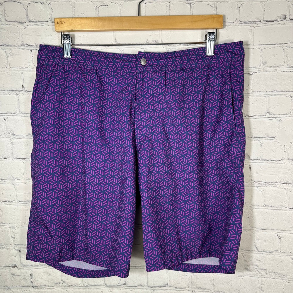 Bonobos Riviera Swim Trunks Mens 33 Purple Navy Geometric 9 Inch Board Shorts